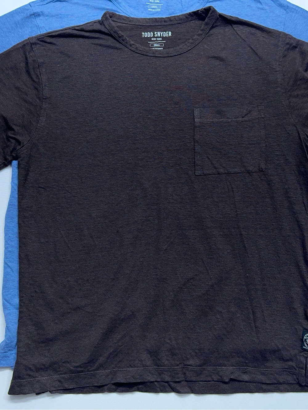 Todd Snyder Linen T Shirts Mens Small Coconut Sail Blue Burgundy Lot If Three - Picture 7 of 10